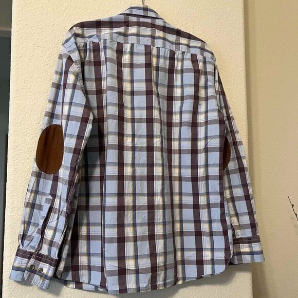 Bugatti Horst Marx Men's Long Sleeve Shirt in Brown/ Blue Checkered size XL - Picture 3 of 14